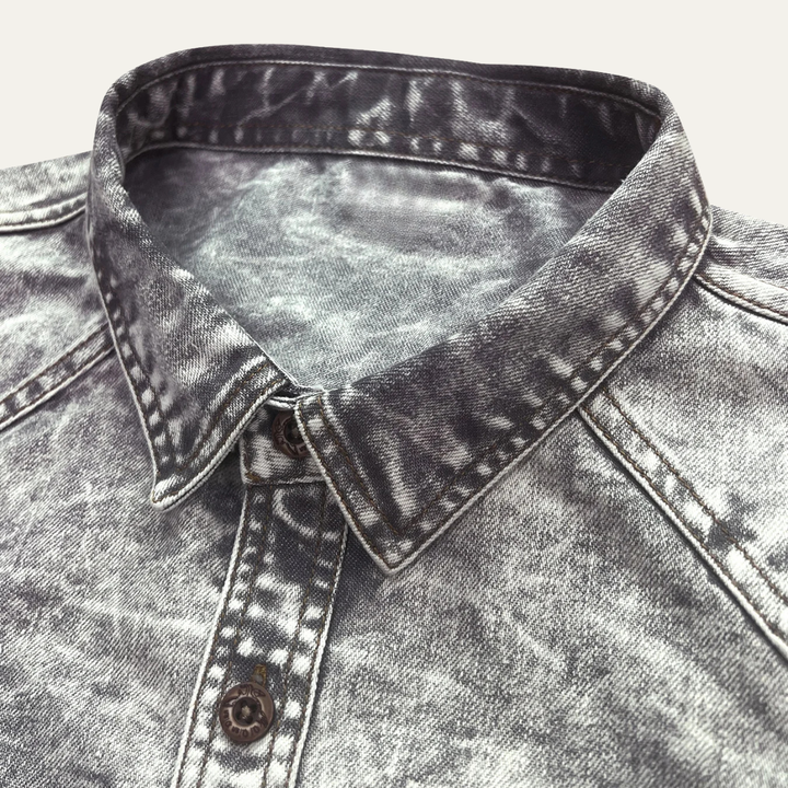 La Chemise en Denim Vintage Tie Dye Grise Clair pour Homme Fairbrook