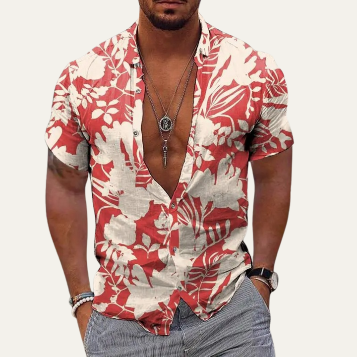 La Chemise de Plage Hawaïenne pour Hommes à Imprimé Tropical de Noix de Coco de Maple Gate