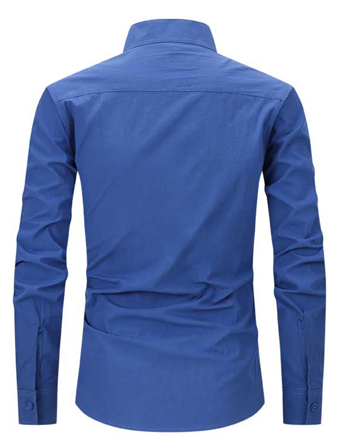 Chemise décontractée à manches longues et col Henley en coton pour hommes, couleur unie, avec poches