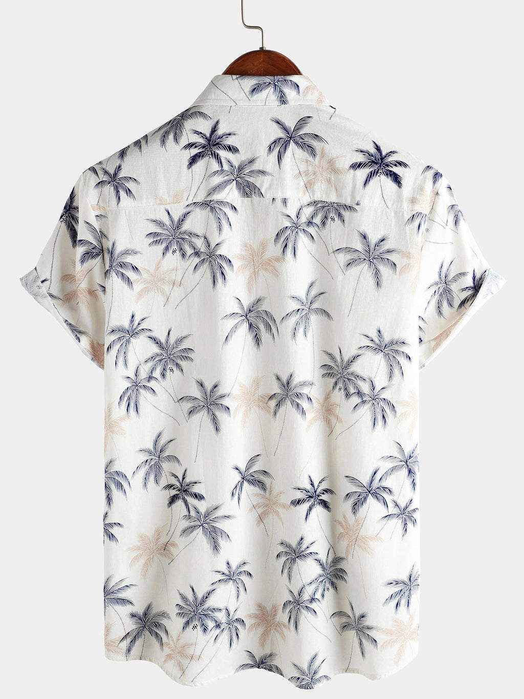 Chemises de plage à boutons à manches courtes pour hommes 100 % coton à motif palmier hawaïen