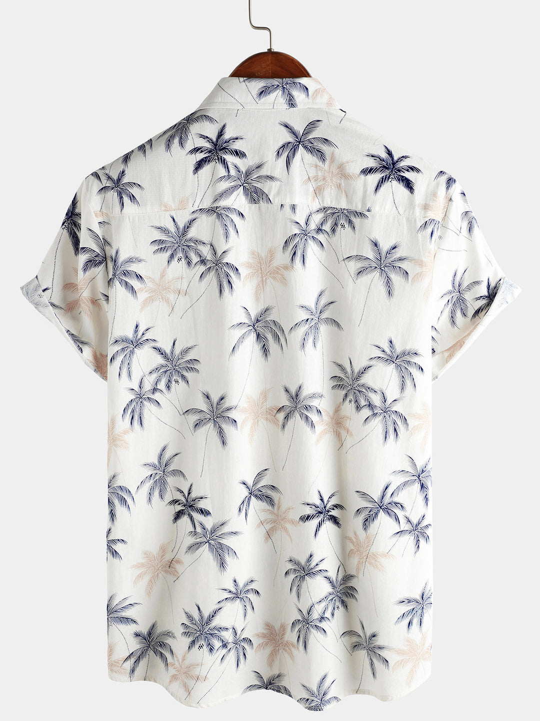 Chemises de plage à boutons à manches courtes pour hommes 100 % coton à motif palmier hawaïen