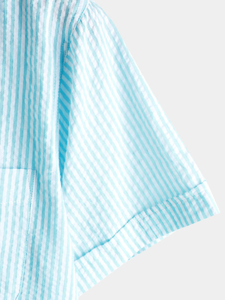 Chemise boutonnée décontractée à manches courtes pour homme 100 % coton avec poche d&