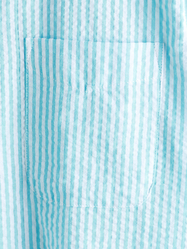 Chemise boutonnée décontractée à manches courtes pour homme 100 % coton avec poche d&