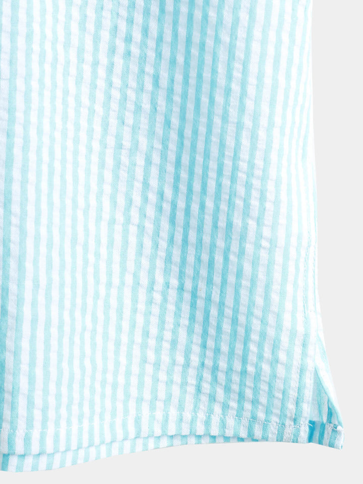 Chemise boutonnée décontractée à manches courtes pour homme 100 % coton avec poche d&