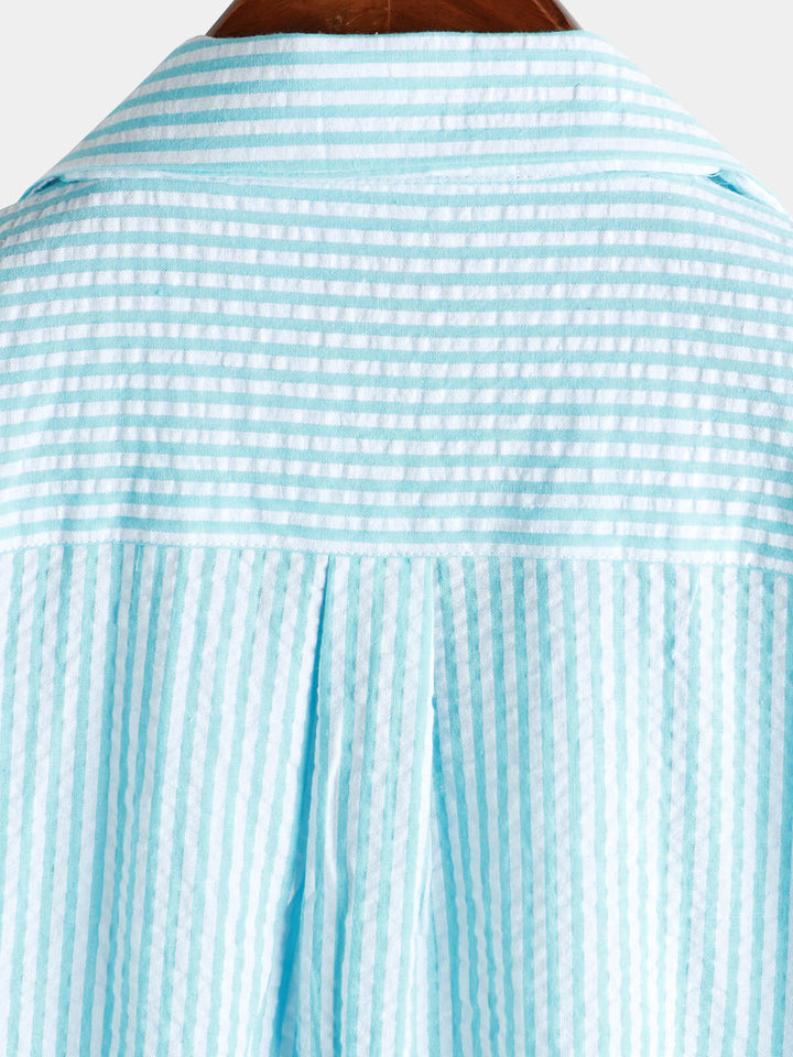 Chemise boutonnée décontractée à manches courtes pour homme 100 % coton avec poche d&
