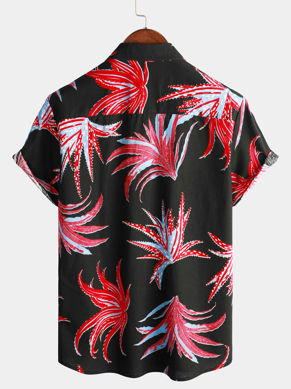 Chemise hawaïenne à manches courtes à imprimé de plantes tropicales pour hommes