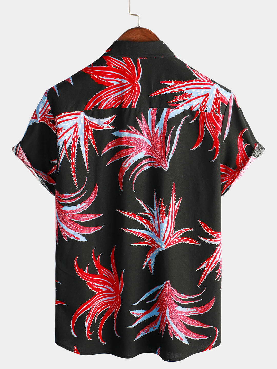 Chemise hawaïenne à manches courtes à imprimé de plantes tropicales pour hommes