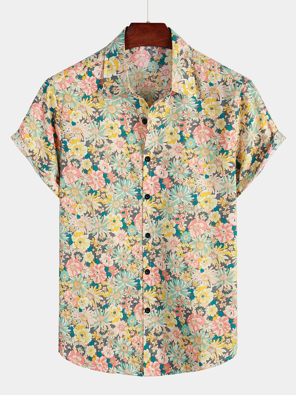 Chemise à manches courtes en coton fleuri pour homme