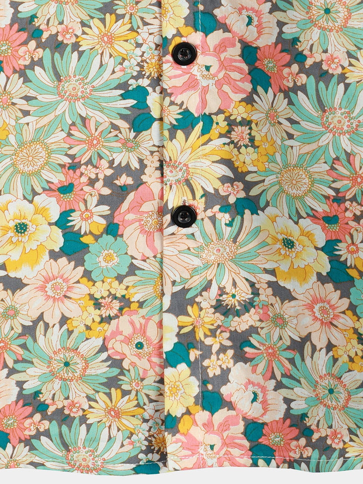 Chemise à manches courtes en coton fleuri pour homme