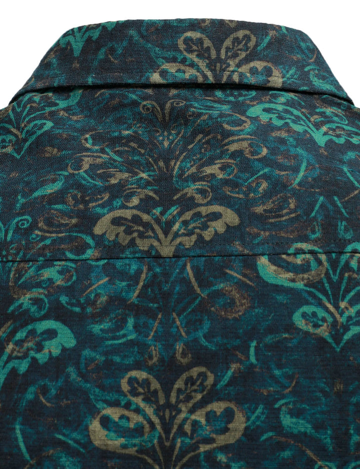 Chemise boutonnée décontractée à manches longues et imprimé abstrait rétro pour hommes