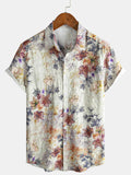 Chemise à Manches Courtes Resort avec Imprimé Botanique en Aquarelle pour Homme