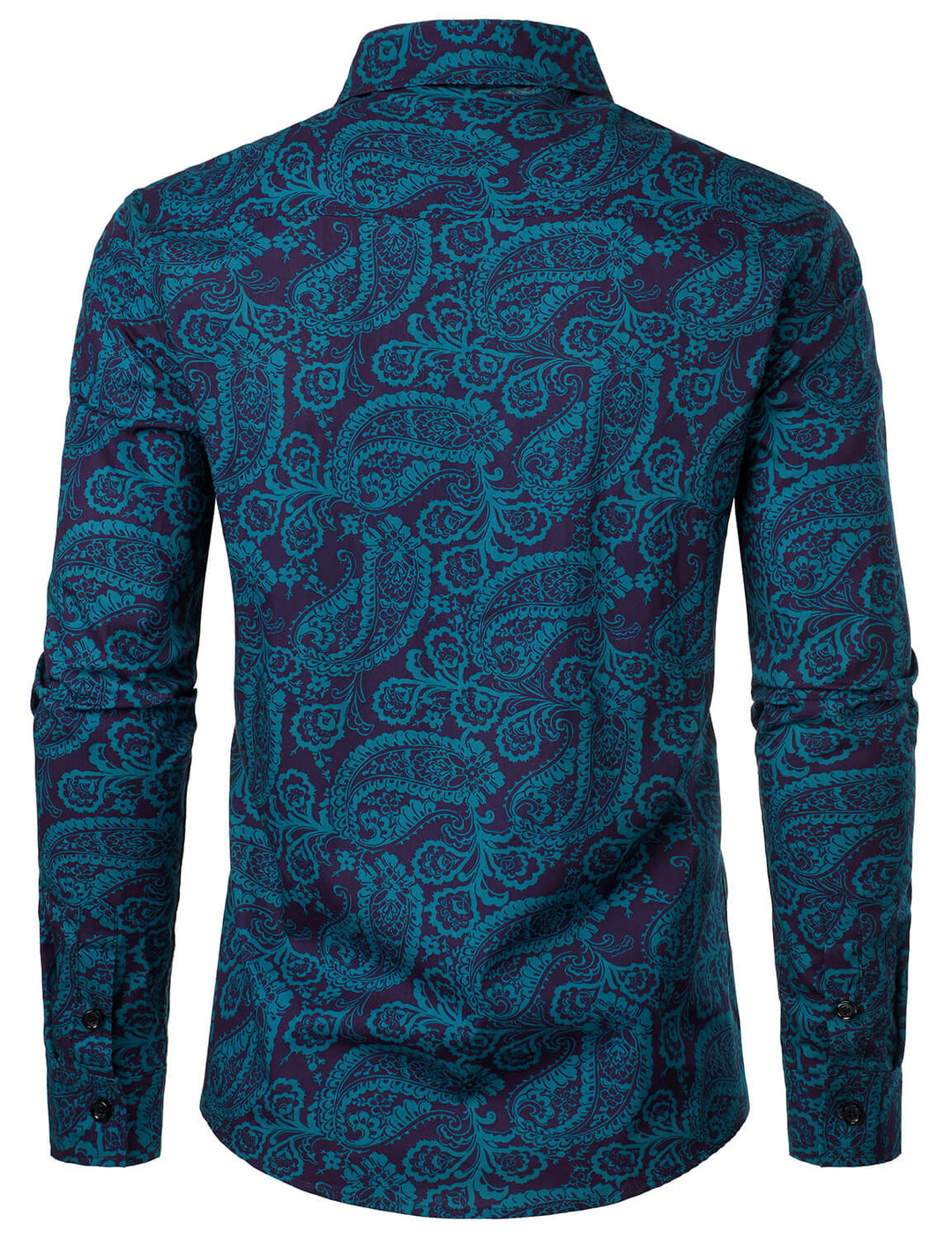 Chemise boutonnée décontractée à manches longues en coton à imprimé cachemire pour hommes