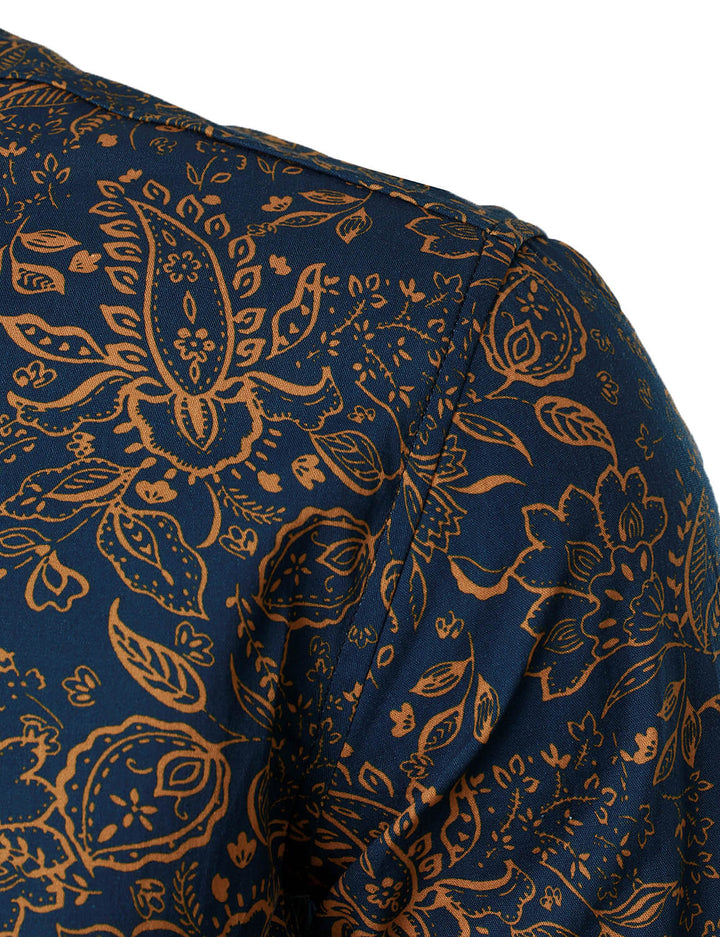 Chemise décontractée à manches longues en coton à imprimé cachemire pour homme