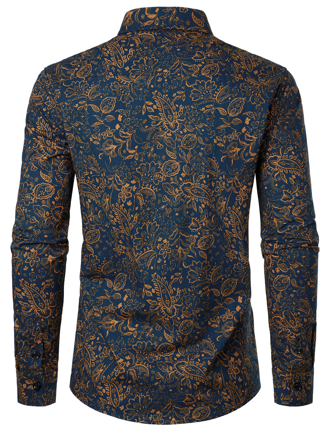 Chemise décontractée à manches longues en coton à imprimé cachemire pour homme