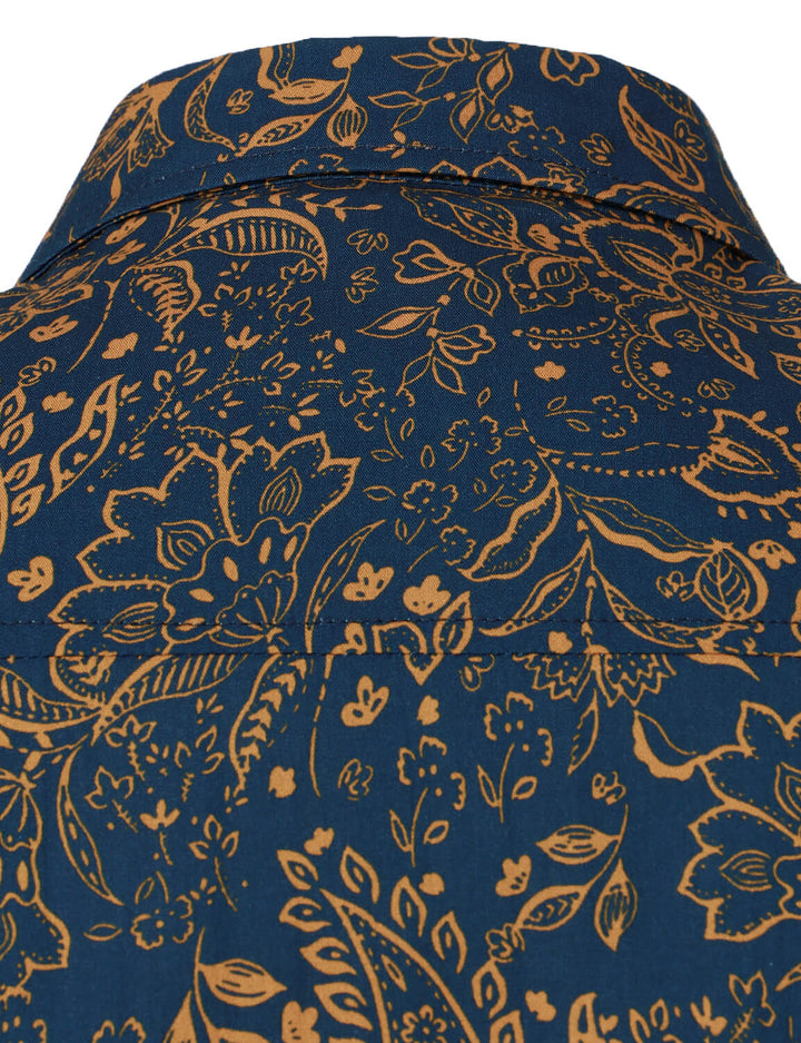 Chemise décontractée à manches longues en coton à imprimé cachemire pour homme