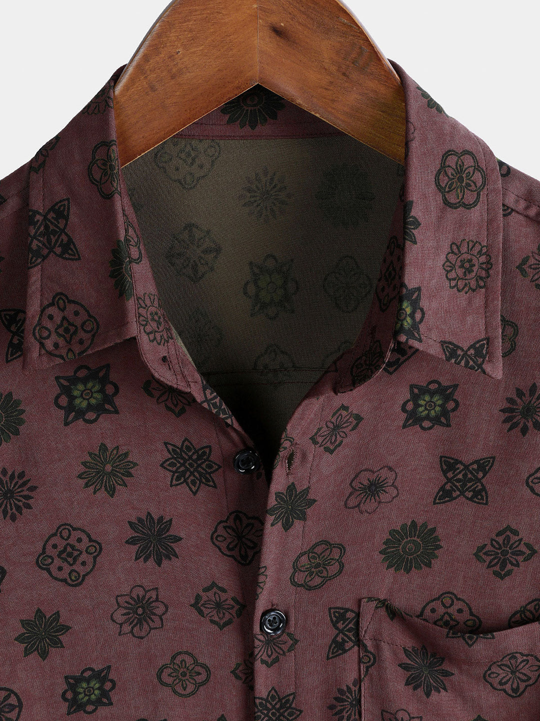 Chemise Homme Classique Rétro à Motif Géométrique Manches Courtes