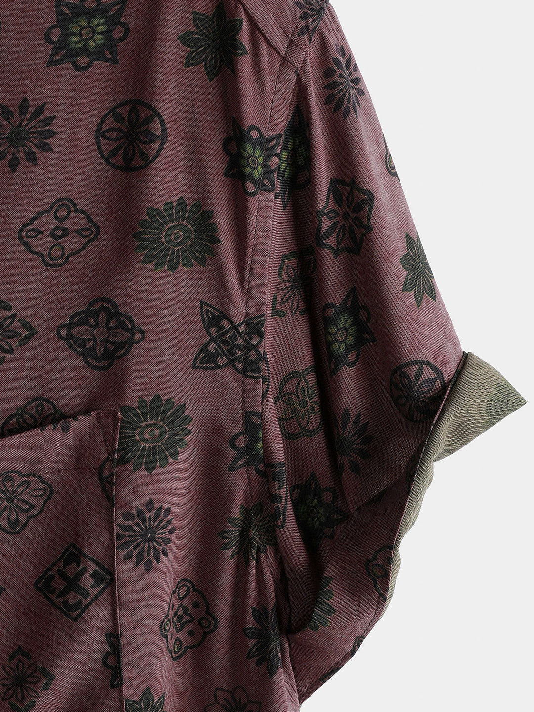 Chemise Homme Classique Rétro à Motif Géométrique Manches Courtes