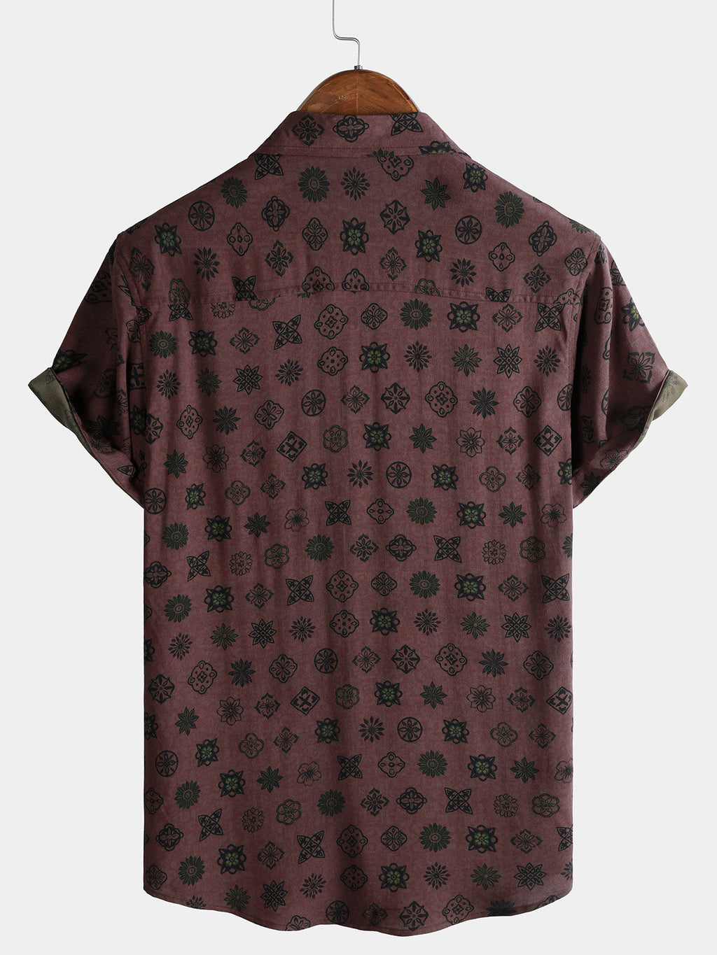 Chemise à Manches Courtes Géométrique Classique Rétro pour Homme