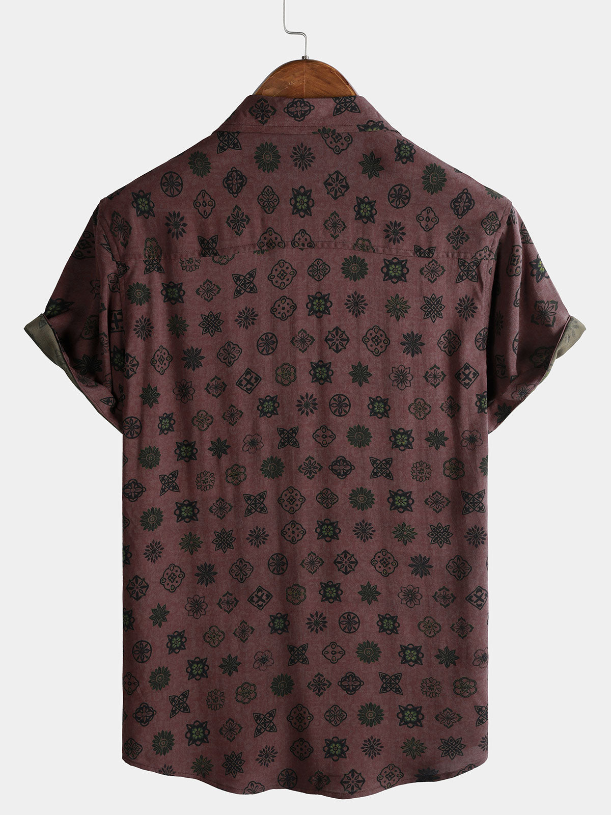 Chemise à Manches Courtes Géométrique Classique Rétro pour Homme