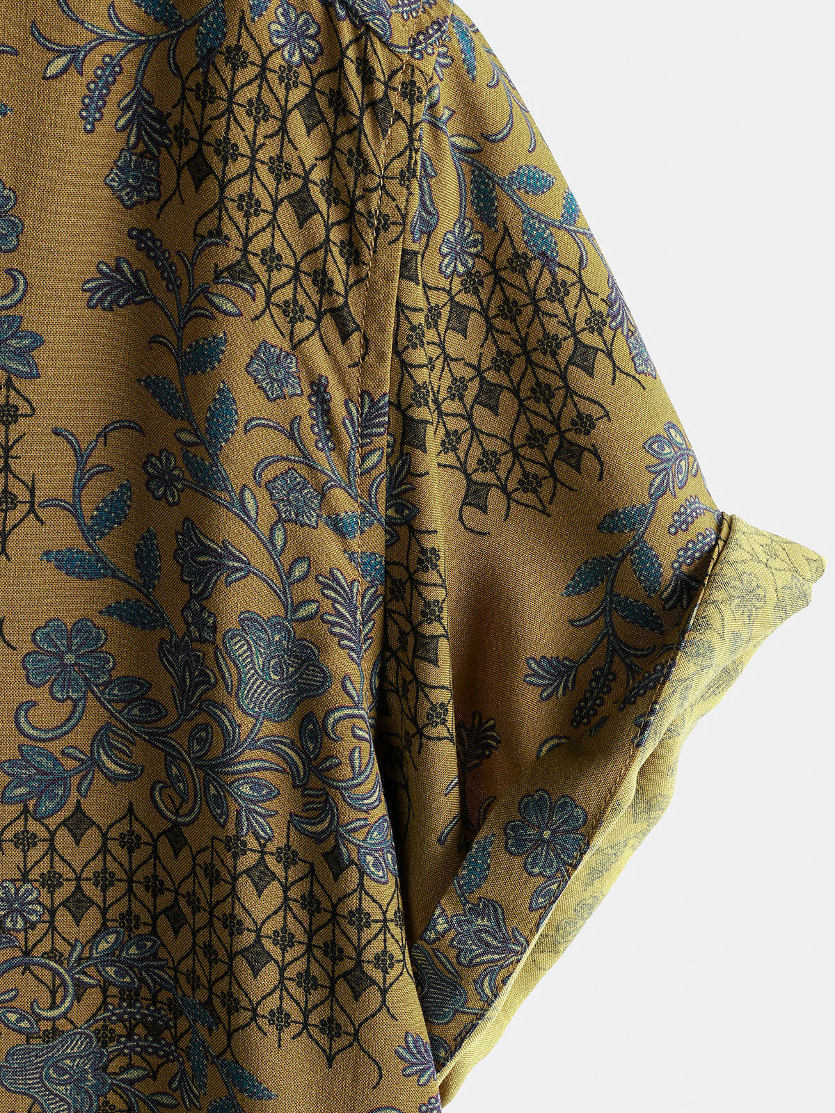 Chemise Homme Bohème à Manches Courtes Légère et Respirante Imprimé Vigne et Fleurs