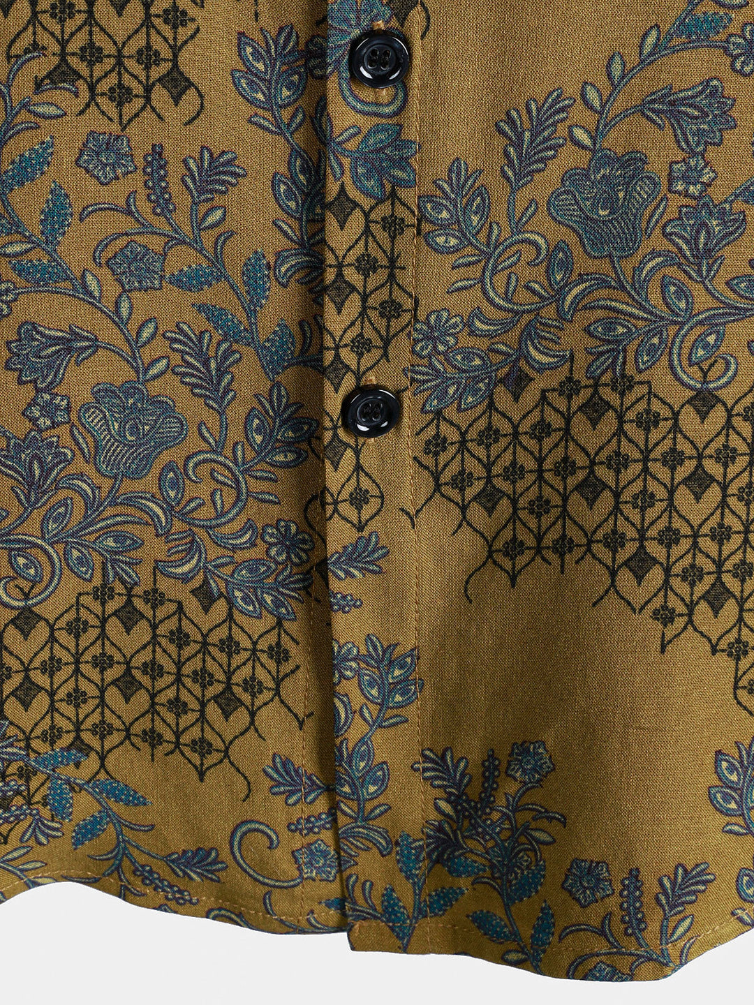 Chemise Homme Bohème à Manches Courtes Légère et Respirante Imprimé Vigne et Fleurs
