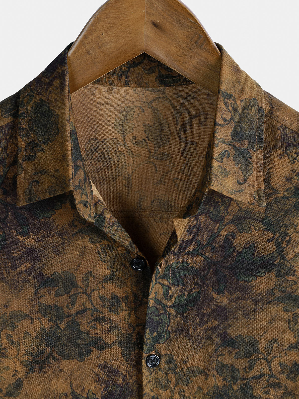 Chemise Homme Bohème Vintage à Manches Courtes Imprimé Botanique Île et Vacances Légère et Respirante