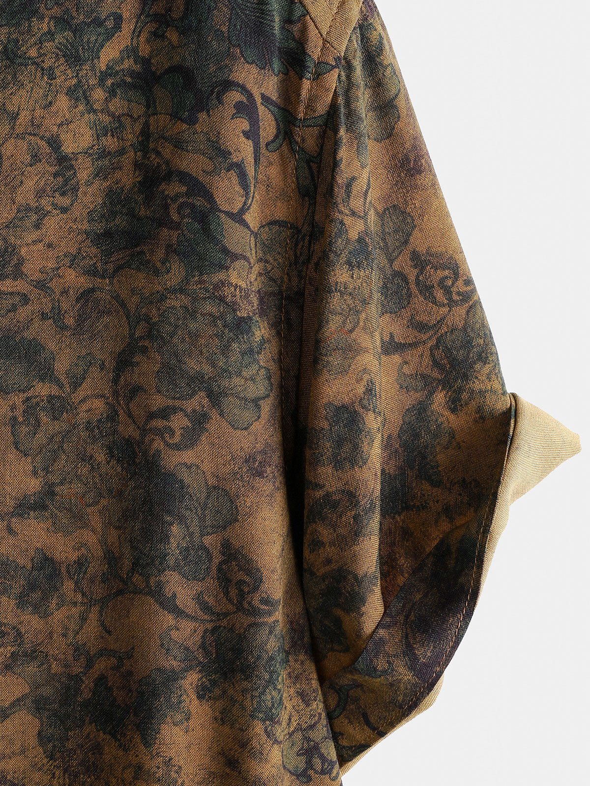 Chemise Homme Bohème Vintage à Manches Courtes Imprimé Botanique Île et Vacances Légère et Respirante