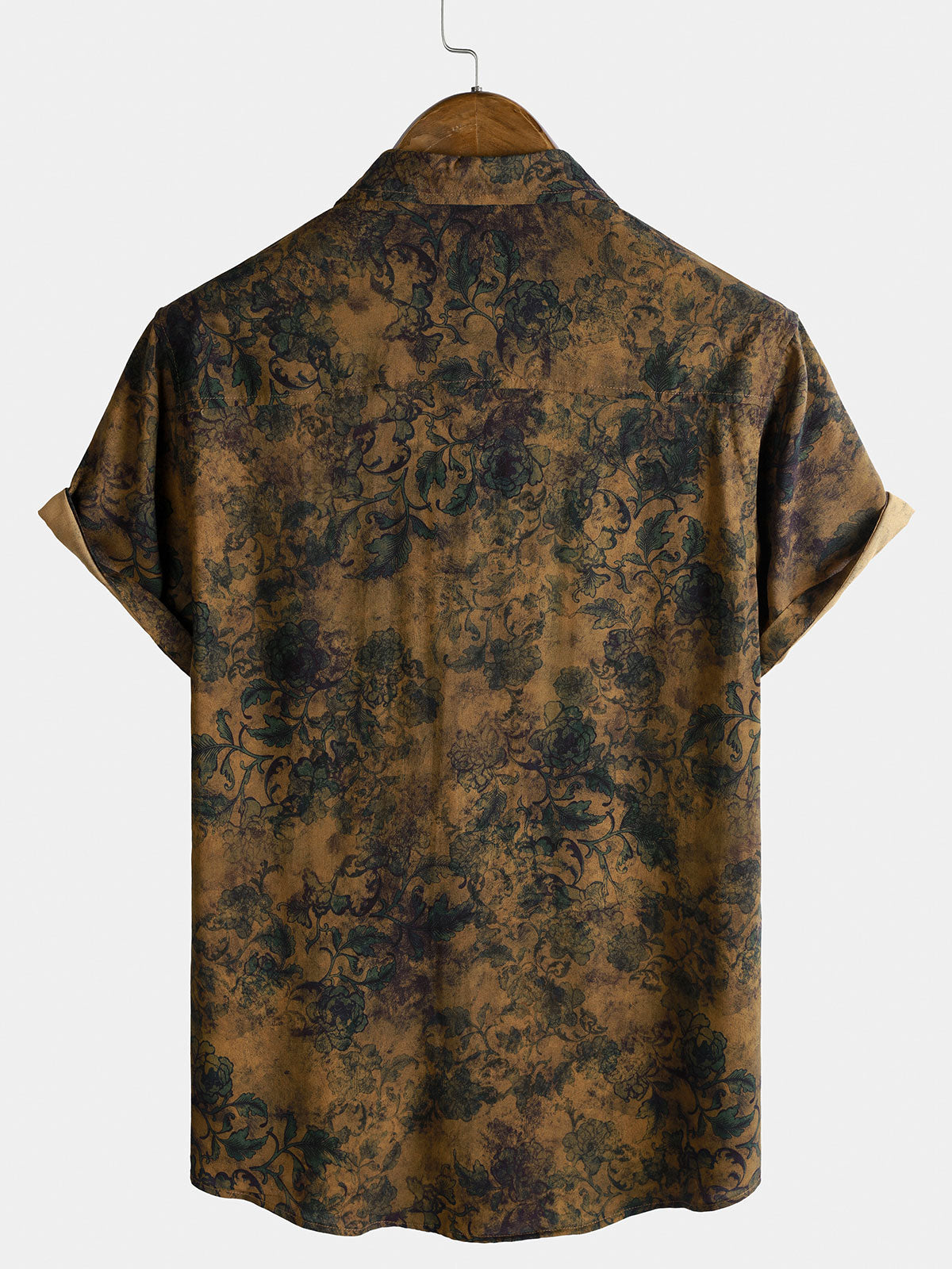 Chemise Homme Bohème Vintage à Manches Courtes Imprimé Botanique Île et Vacances Légère et Respirante