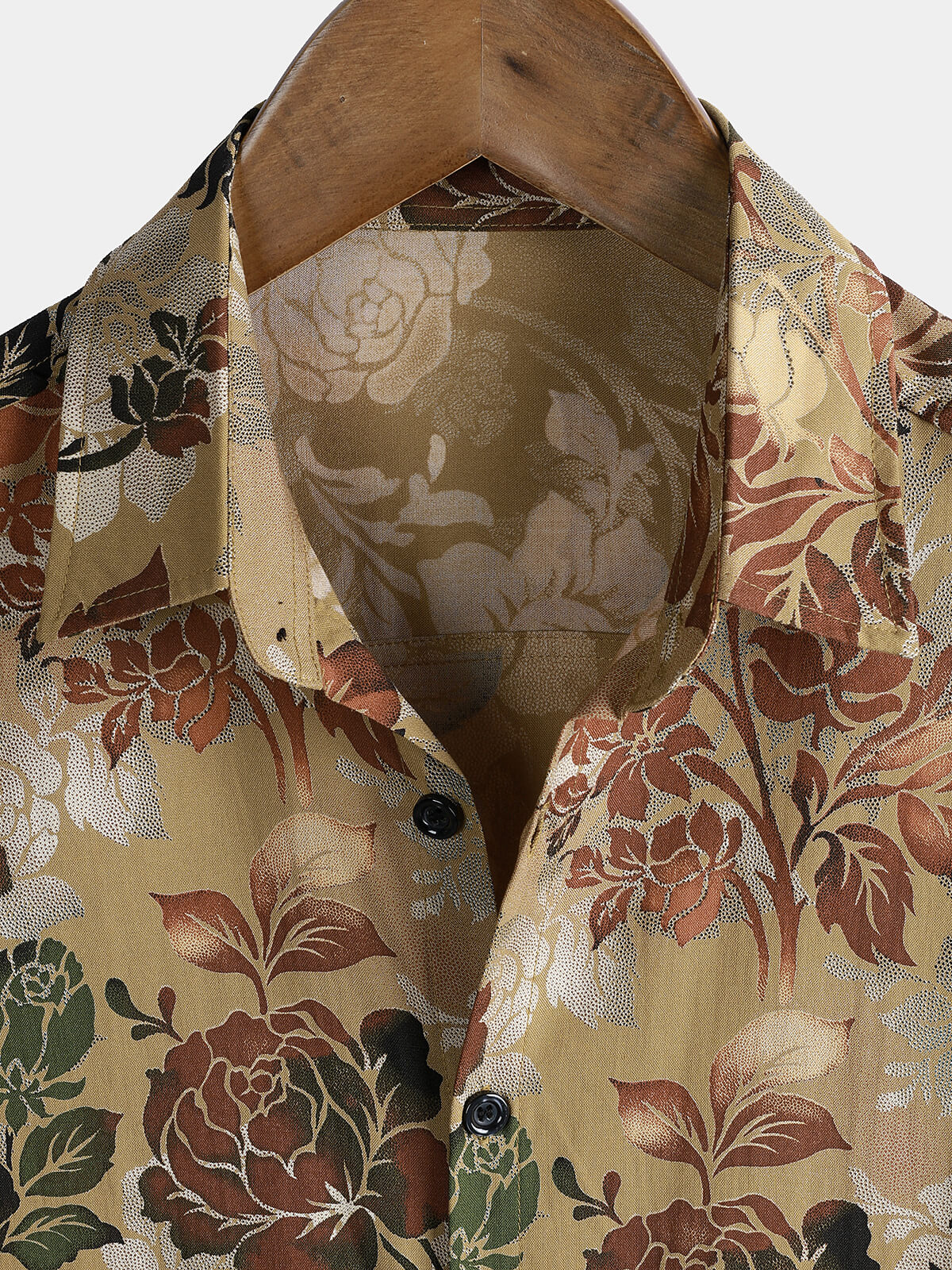 Chemise Homme Décontractée Vintage à Manches Courtes en Rayonne avec Imprimé Roses