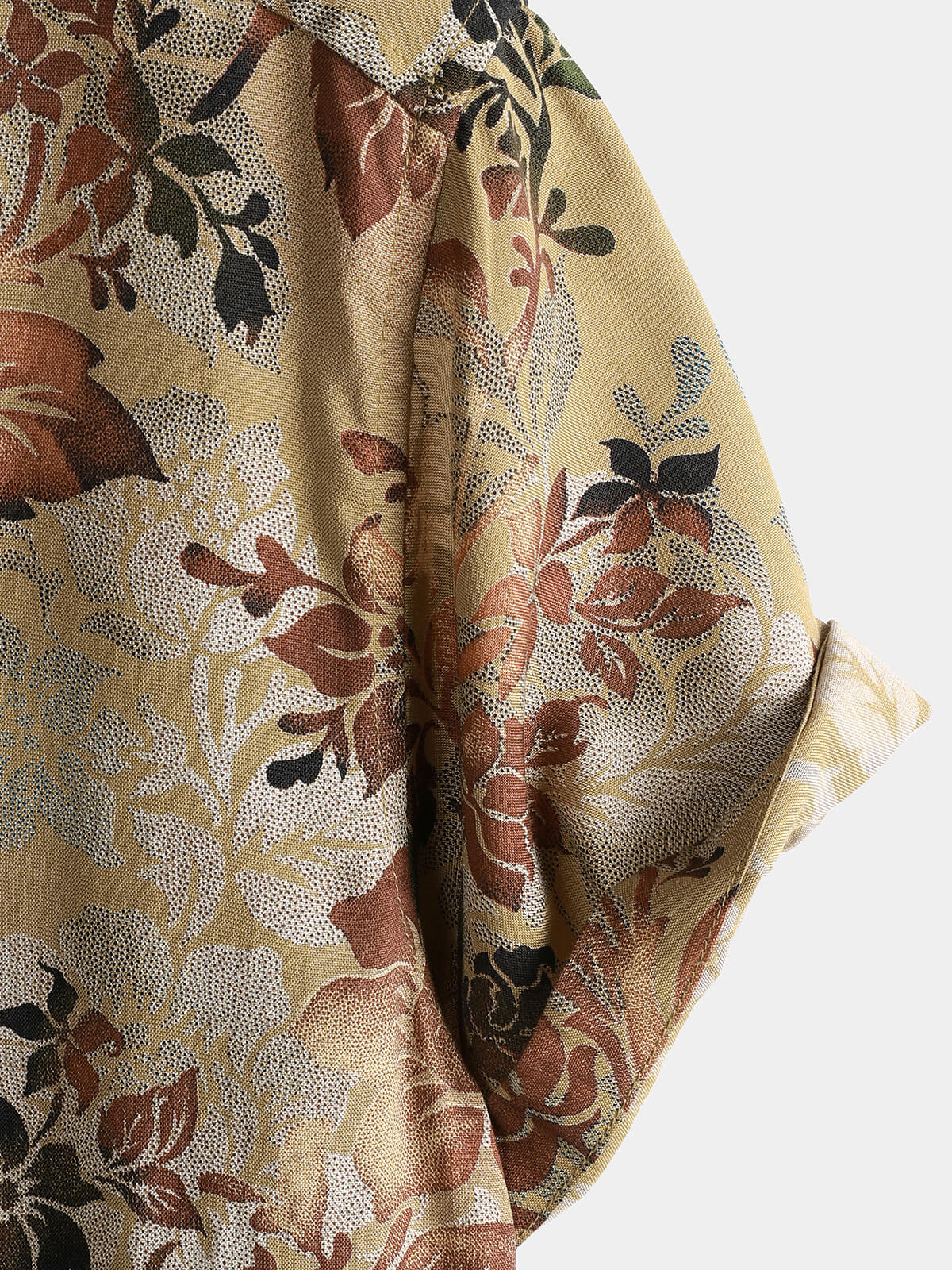 Chemise Homme Décontractée Vintage à Manches Courtes en Rayonne avec Imprimé Roses