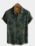 Chemise Homme Rayonne Verte Imprimé Roses Vintage Manches Courtes