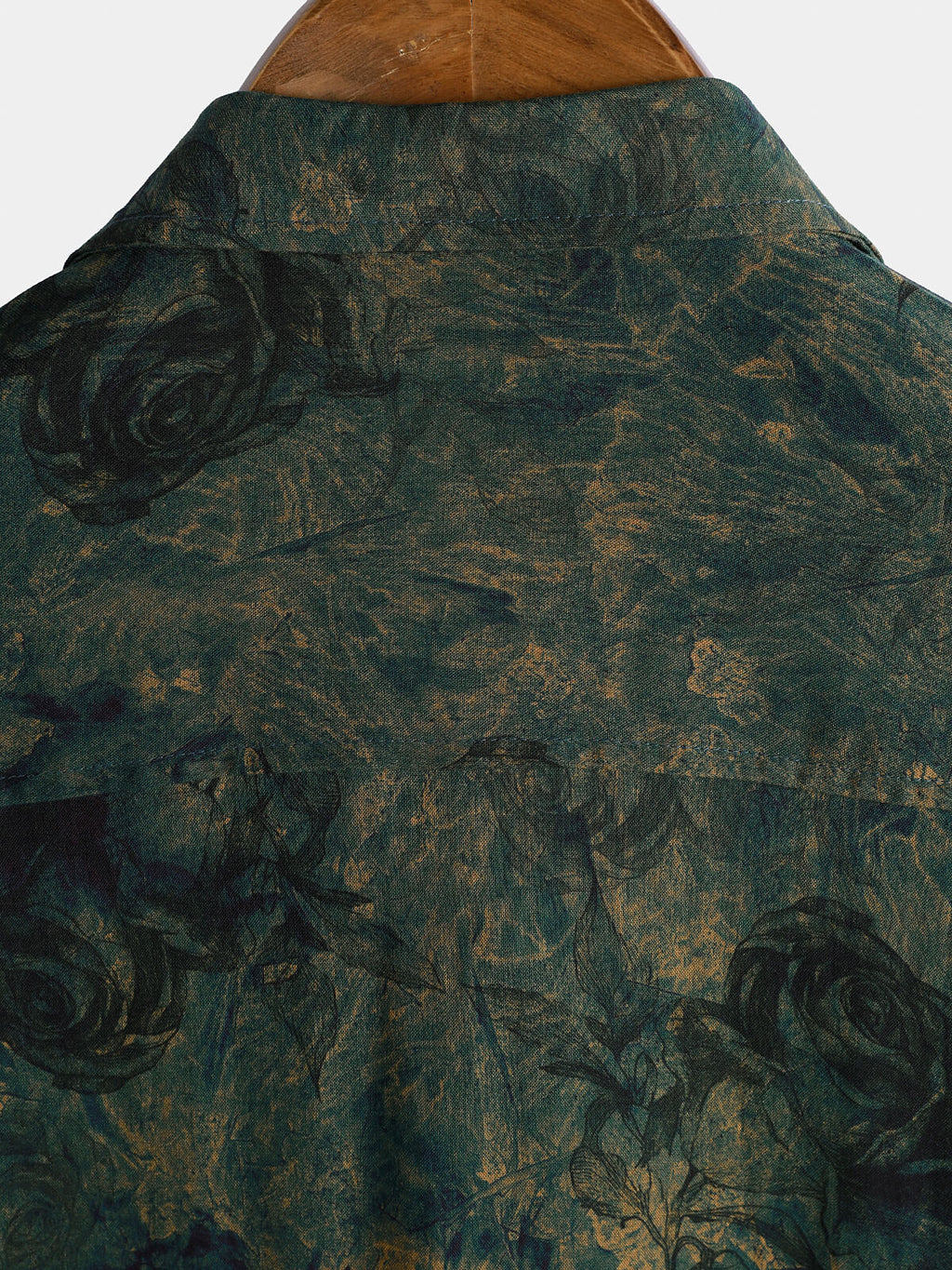 Chemise Homme Rayonne Verte Imprimé Roses Vintage Manches Courtes