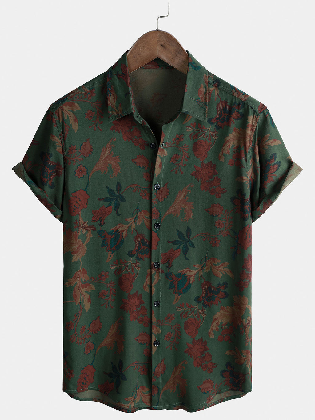 Chemise Homme Style Vintage Décontractée d'Été à Imprimé Manches Courtes