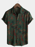 Chemise Homme Style Vintage Décontractée d'Été à Imprimé Manches Courtes
