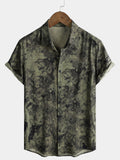 Chemise Homme Manches Courtes Rayon Léger Respirant Style Vintage Vacances