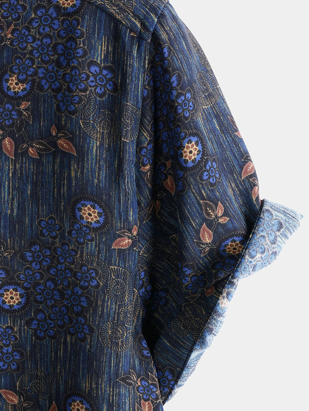 Chemise Homme Vintage Bleue à Imprimé Floral Manches Courtes
