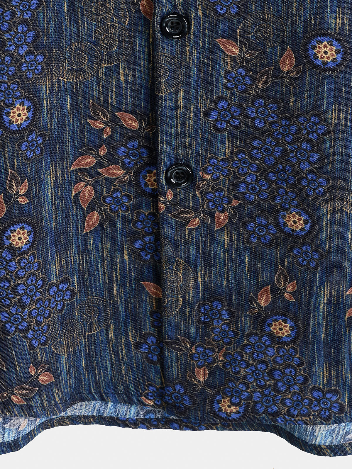 Chemise Homme Vintage Bleue à Imprimé Floral Manches Courtes