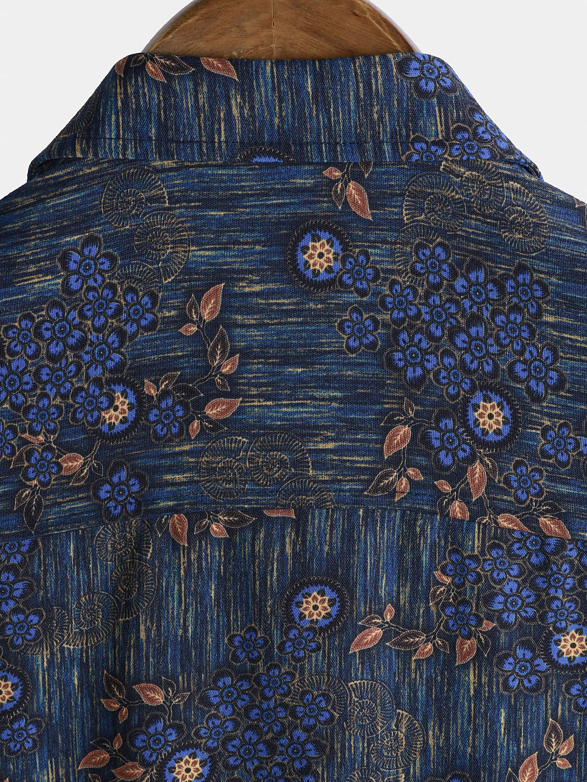 Chemise Homme Vintage Bleue à Imprimé Floral Manches Courtes