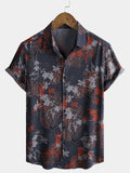 Chemise Homme Manches Courtes Rayon Léger Respirant Style Rétro Voyage Île