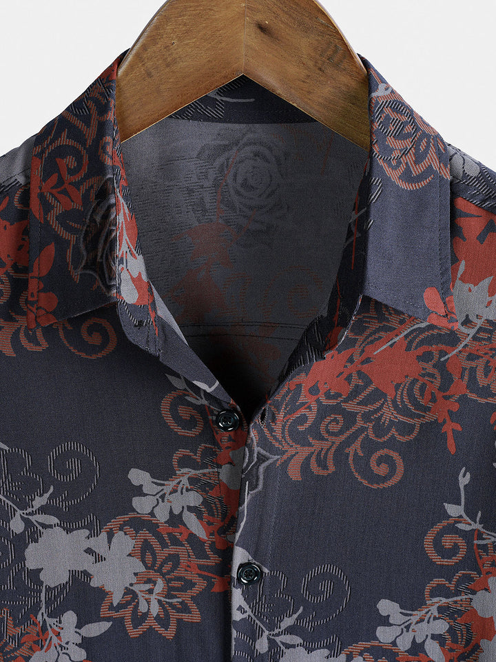 Chemise Homme Manches Courtes Rayon Léger Respirant Style Rétro Voyage Île