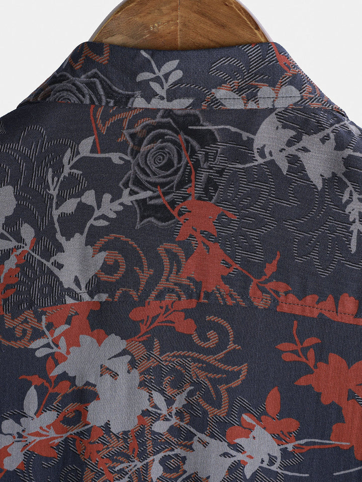 Chemise Homme Manches Courtes Rayon Léger Respirant Style Rétro Voyage Île
