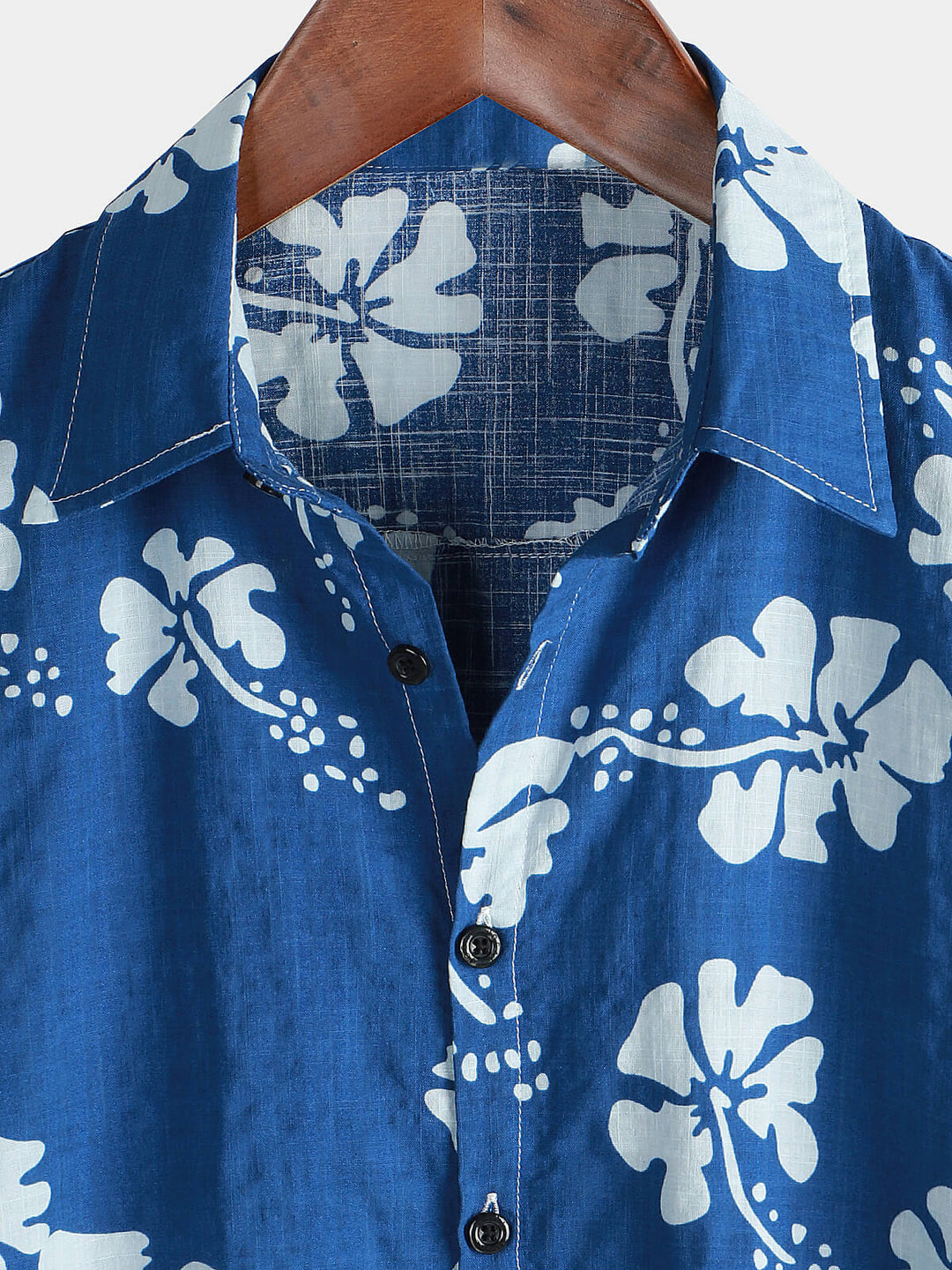 Chemise boutonnée hawaïenne tropicale bleue à manches courtes pour hommes
