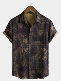 Chemise homme en rayonne à imprimé floral style vintage manches courtes