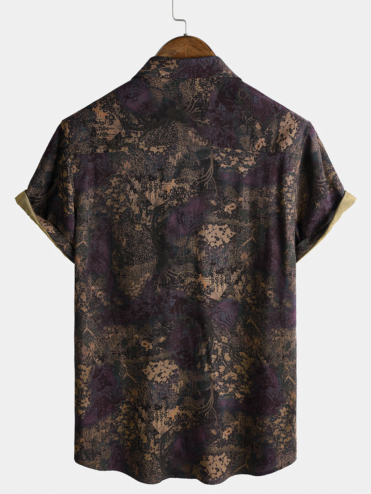 Chemise homme en rayonne à imprimé floral style vintage manches courtes