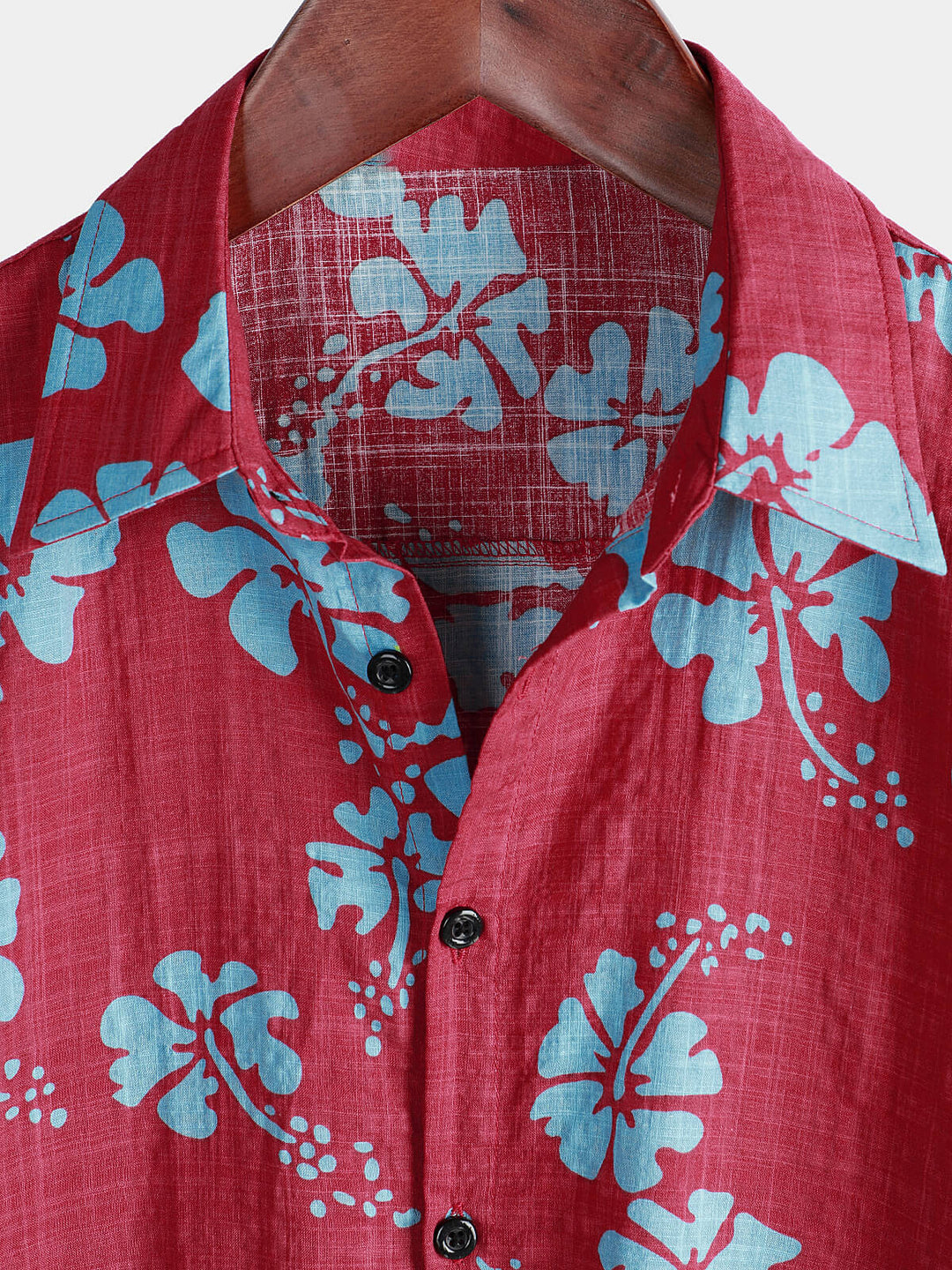 Chemise hawaïenne tropicale à manches courtes pour hommes, boutons floraux rouges, plage