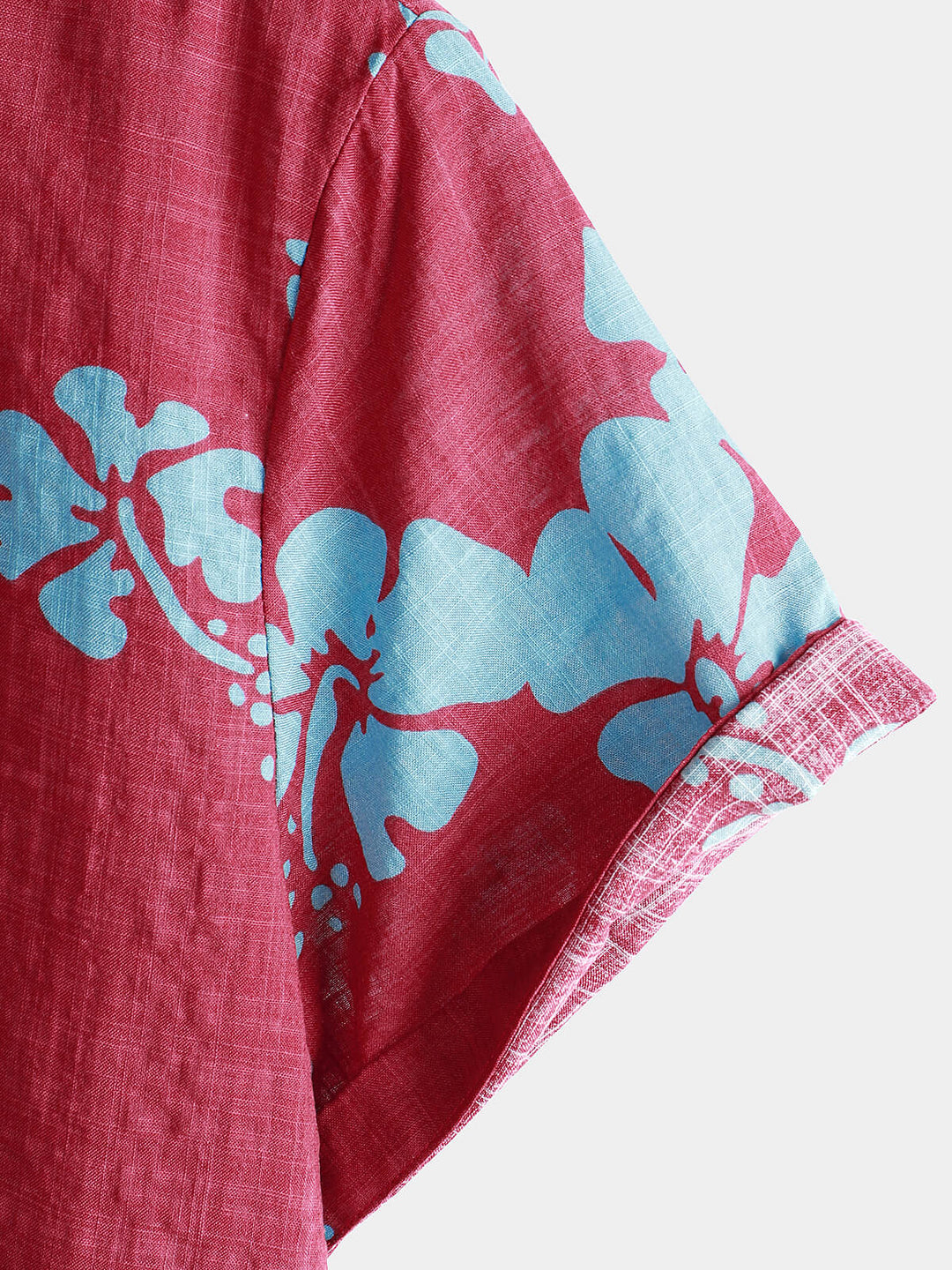 Chemise hawaïenne tropicale à manches courtes pour hommes, boutons floraux rouges, plage