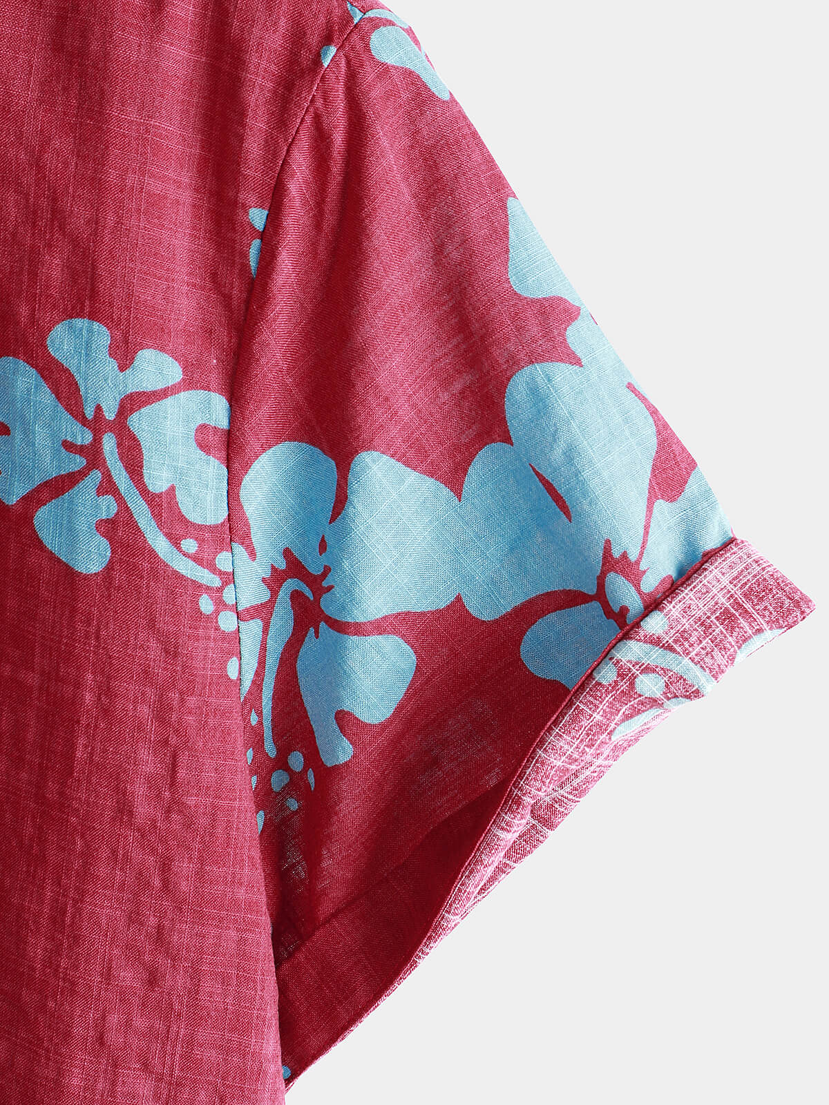 Chemise hawaïenne tropicale à manches courtes pour hommes, boutons floraux rouges, plage