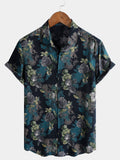 Chemise Homme Retro à Manches Courtes Légère et Respirante Imprimé Floral Vacances Île