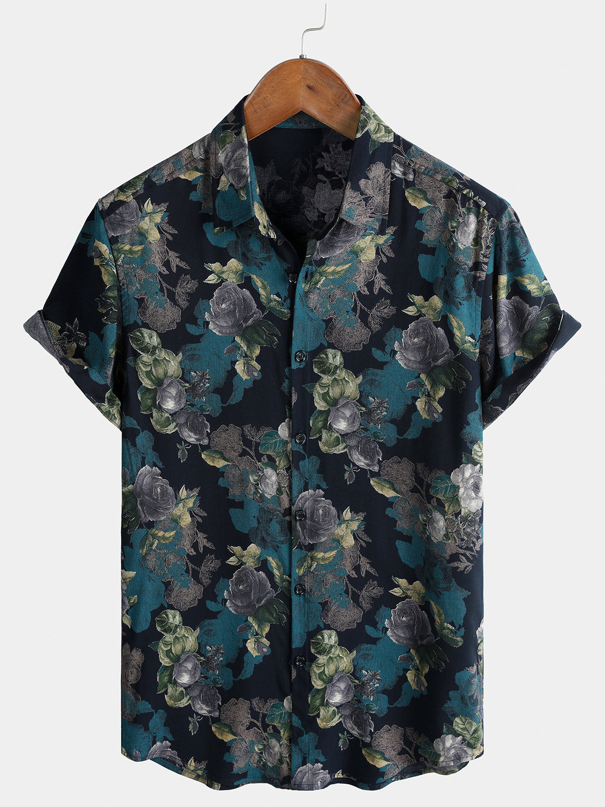 Chemise Homme Retro à Manches Courtes Légère et Respirante Imprimé Floral Vacances Île