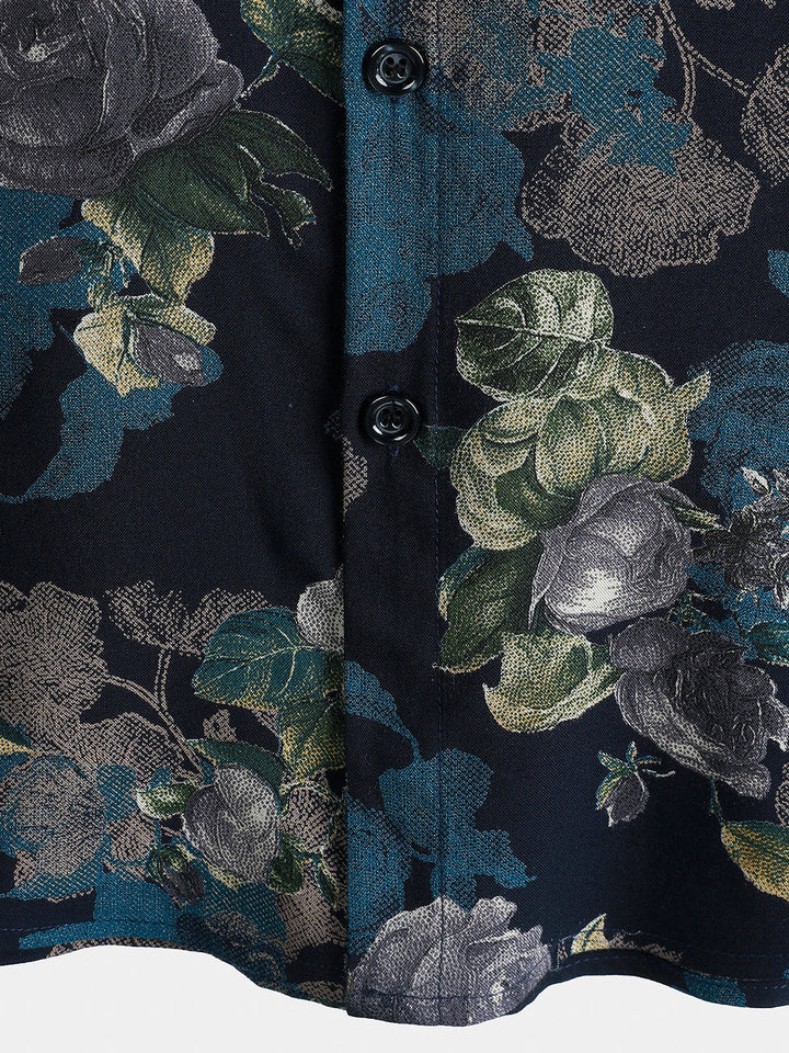 Chemise Homme Retro à Manches Courtes Légère et Respirante Imprimé Floral Vacances Île